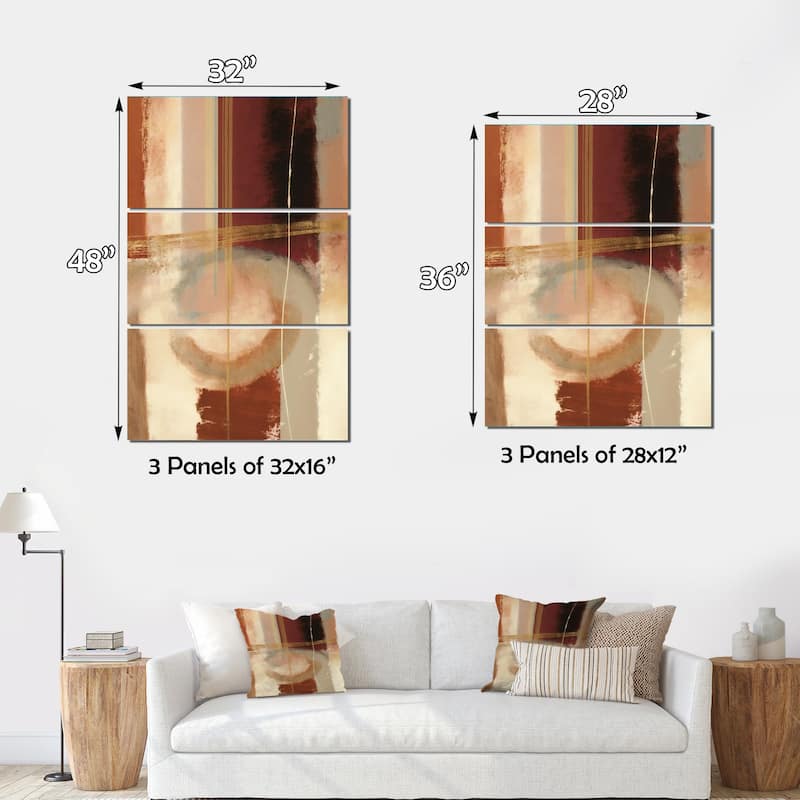 Designart "Chocolate Brown Elementary VI" Abstract Canvas Art Print 3